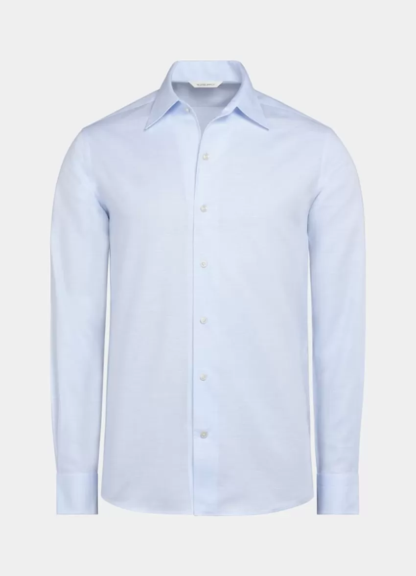 Suitsupply Hemd Hellblau Einteiliger Kragen Slim Fit Aus Baumwolle-Leinen | Deutschland Best Sale