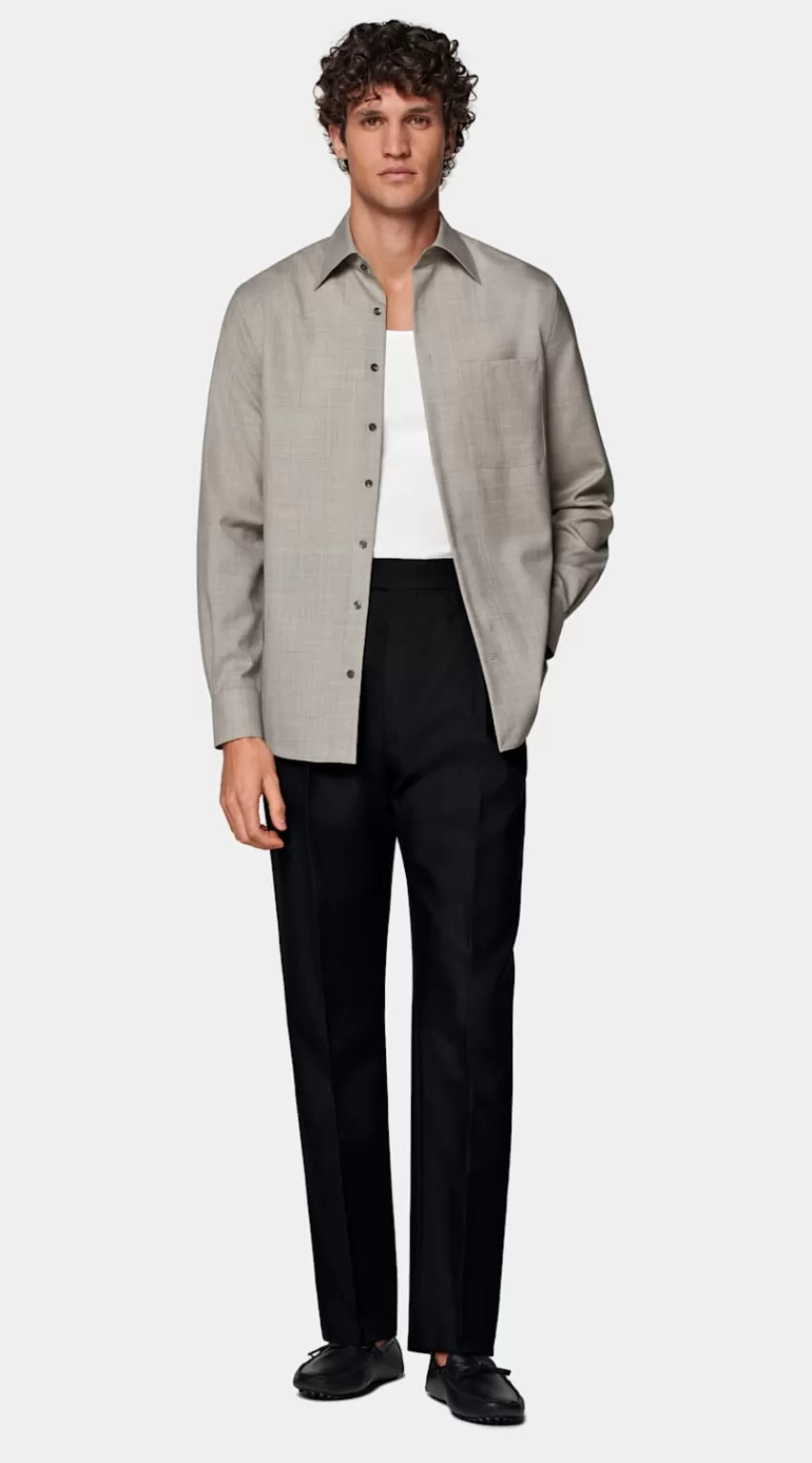 Suitsupply Hemd Helltaupe Slim Fit Aus Reine Schurwolle S110's | Deutschland Flash Sale