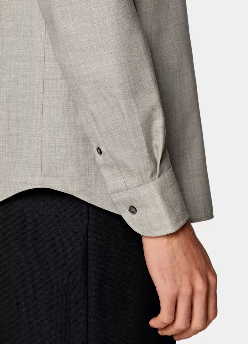 Suitsupply Hemd Helltaupe Slim Fit Aus Reine Schurwolle S110's | Deutschland Flash Sale