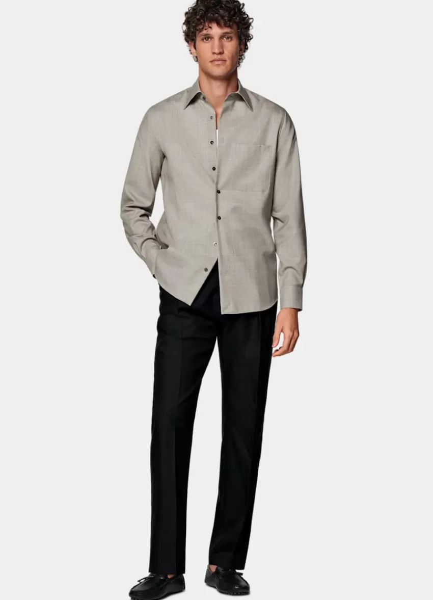 Suitsupply Hemd Helltaupe Slim Fit Aus Reine Schurwolle S110's | Deutschland Flash Sale