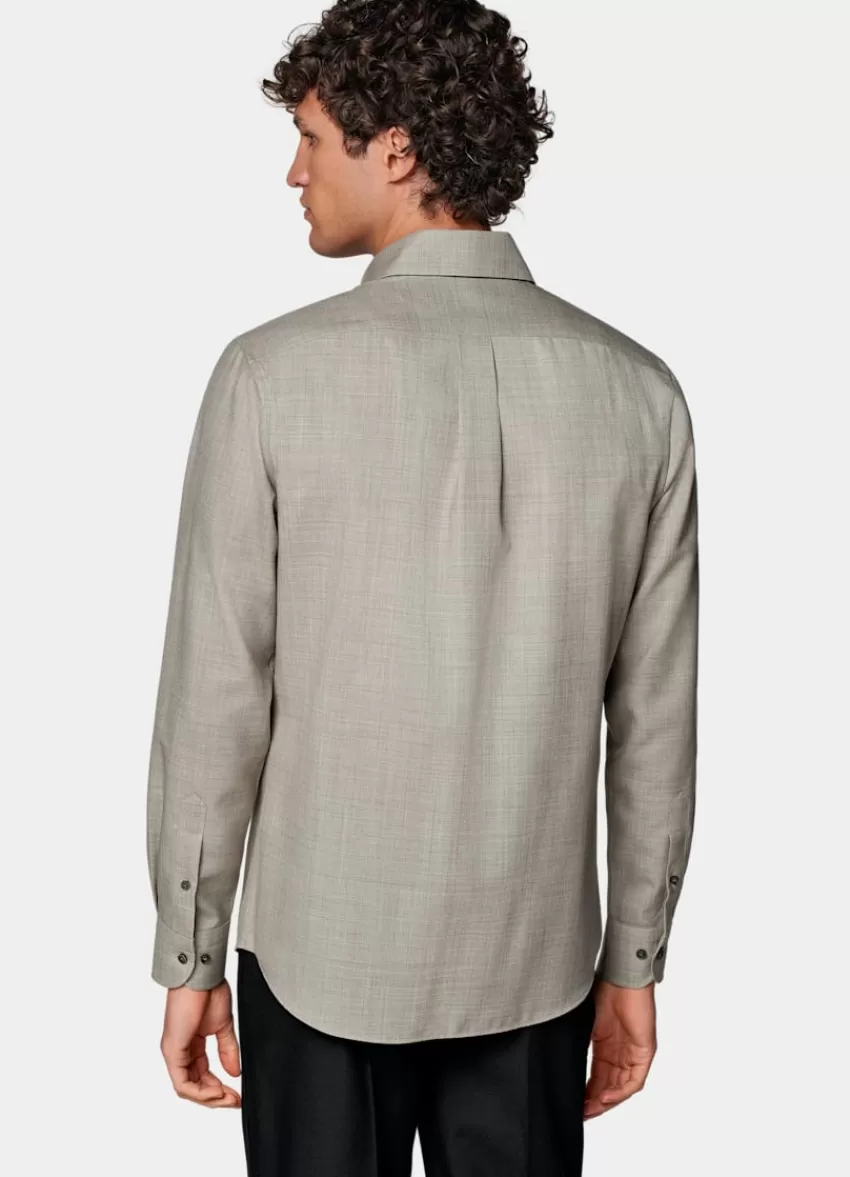Suitsupply Hemd Helltaupe Slim Fit Aus Reine Schurwolle S110's | Deutschland Flash Sale