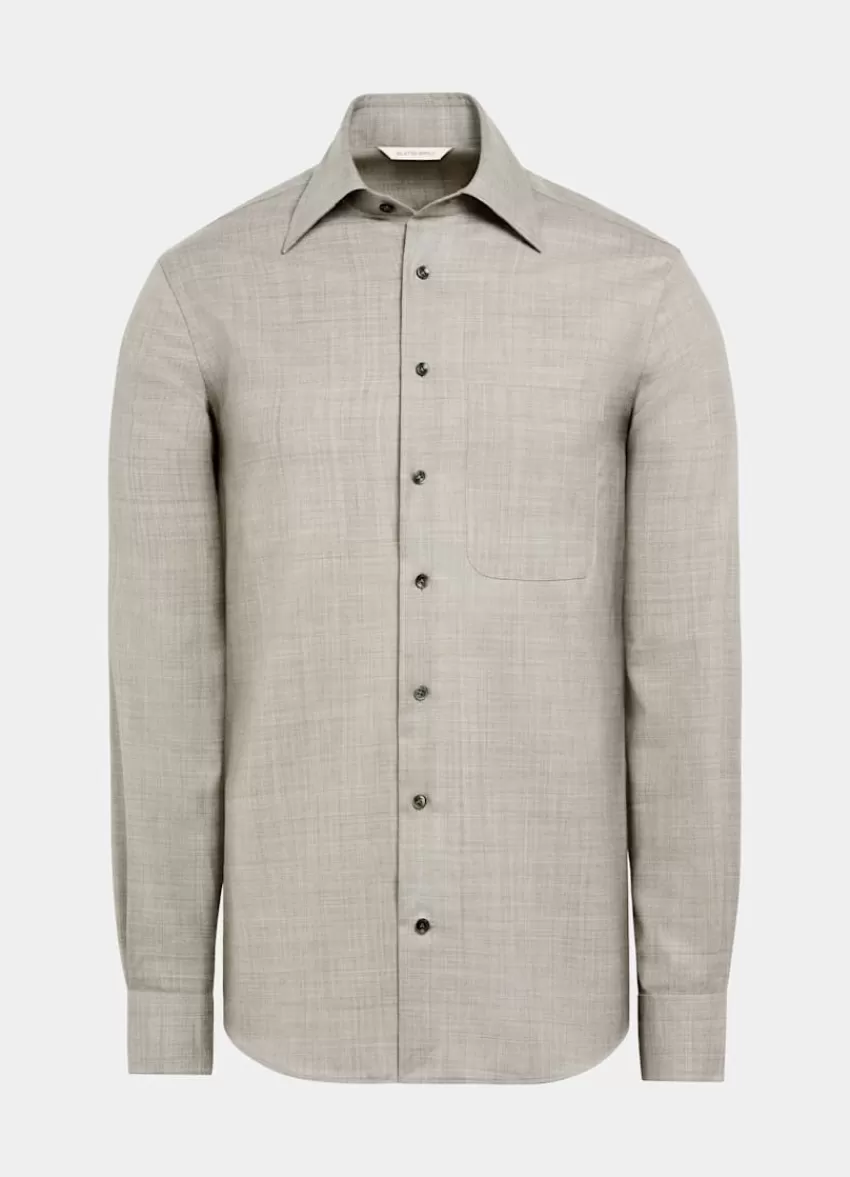 Suitsupply Hemd Helltaupe Slim Fit Aus Reine Schurwolle S110's | Deutschland Flash Sale