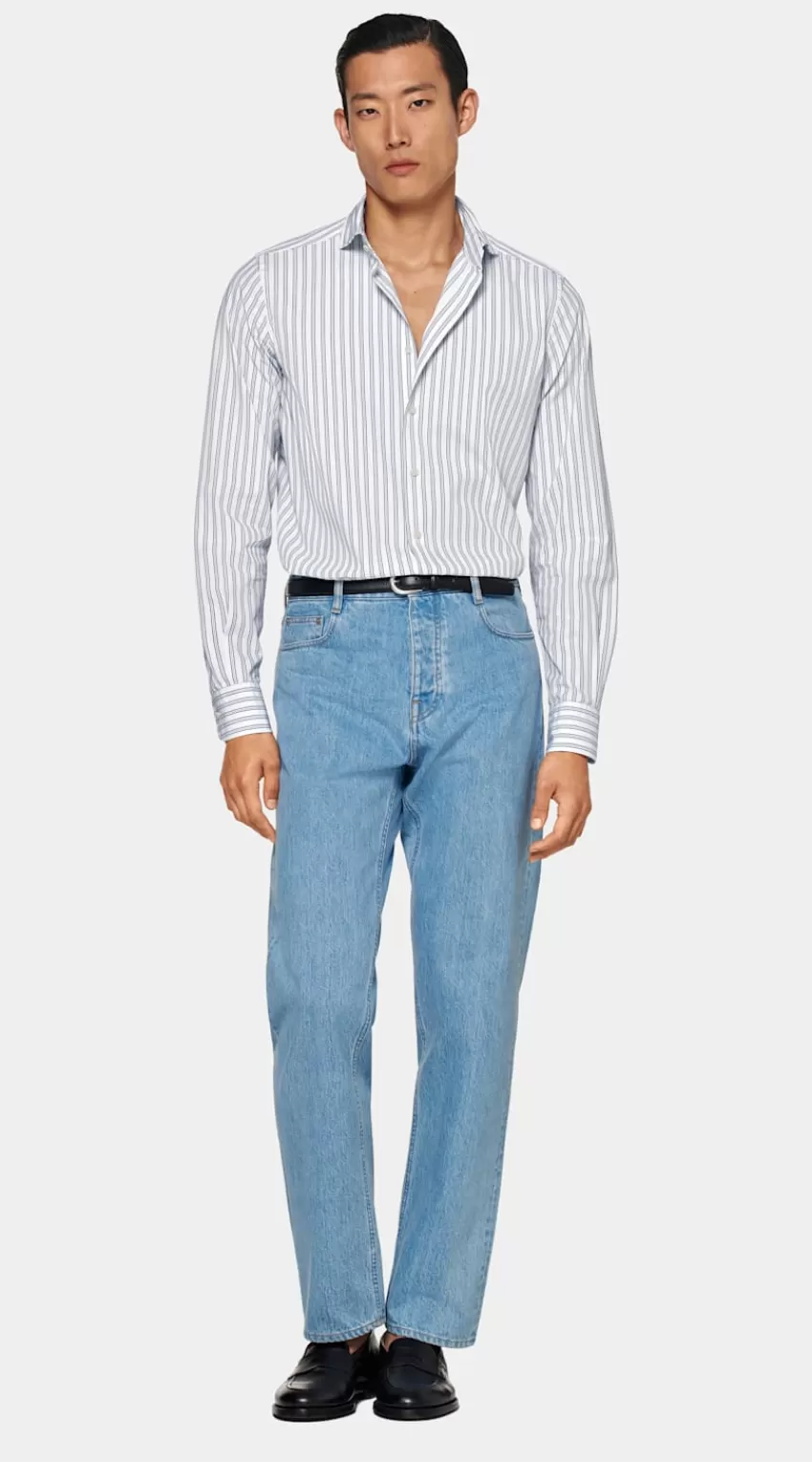 Suitsupply Hemd Navy Gestreift Slim Fit Aus Ägyptische Baumwolle | Deutschland Shop