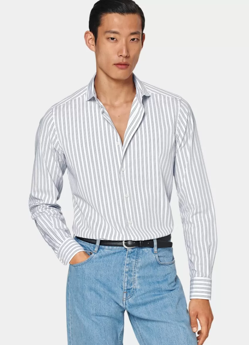 Suitsupply Hemd Navy Gestreift Slim Fit Aus Ägyptische Baumwolle | Deutschland Shop