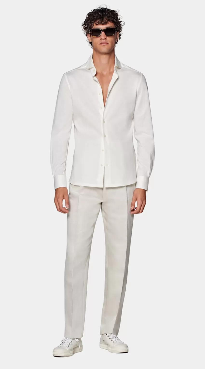 Suitsupply Hemd Off-white Extra Slim Fit Aus Ägyptische Baumwolle Strickwear | Deutschland New