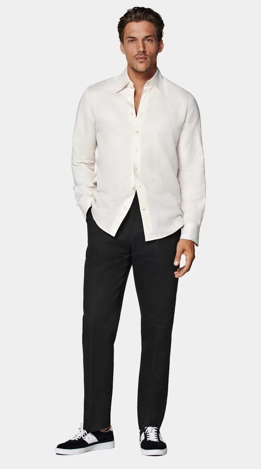 Suitsupply Hemd Off-white Slim Fit Aus Leinen Baumwolle | Deutschland New