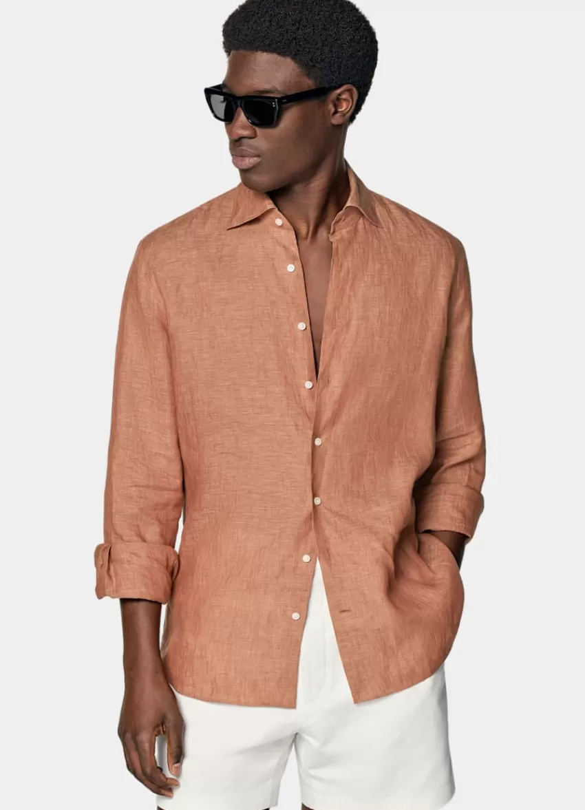 Suitsupply Hemd Orange Slim Fit Aus Pures Leinen | Deutschland Cheap