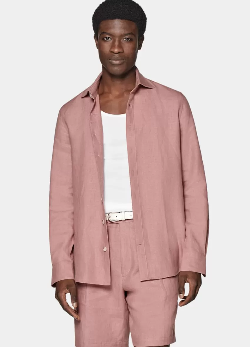 Suitsupply Hemd Pink Slim Fit Aus Pures Leinen | Deutschland Best Sale