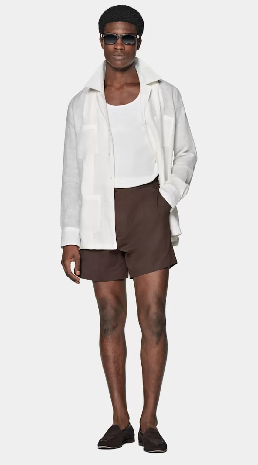 Suitsupply Hemd Weiß Plissiert Aufgesetzte Taschen Slim Fit Aus Pures Leinen | Deutschland Shop