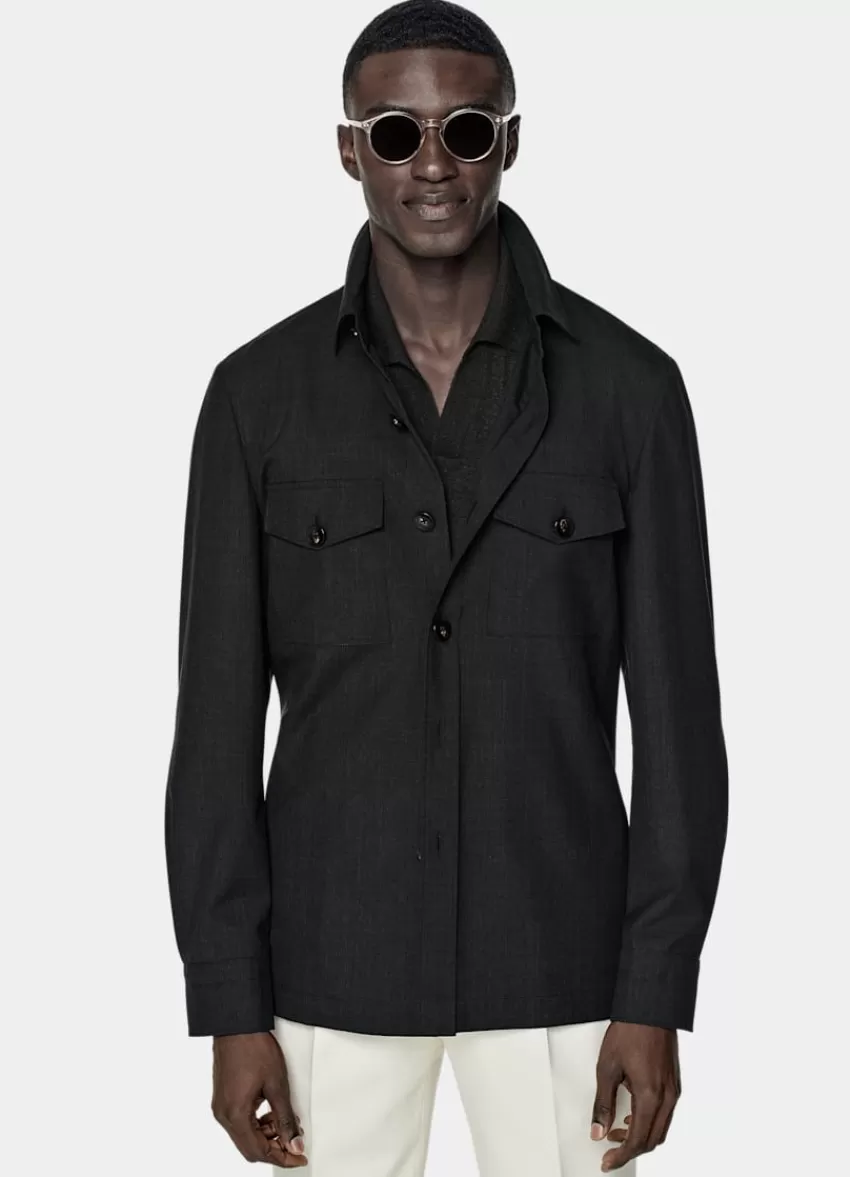Suitsupply Hemd-Sakko Dunkelgrau Relaxed Fit Aus Pure S120er Tropical Schurwolle | Deutschland Discount