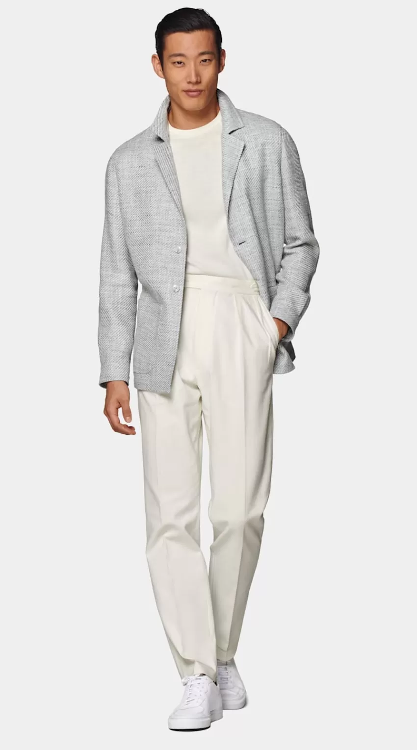 Suitsupply Hemd-Sakko Hellgrau Relaxed Fit Aus Seide Leinen Baumwolle Polyamid | Deutschland Clearance