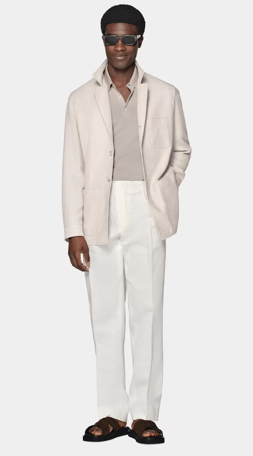 Suitsupply Hemd-Sakko Helltaupe Relaxed Fit Aus Seide Leinen Baumwolle | Deutschland Outlet