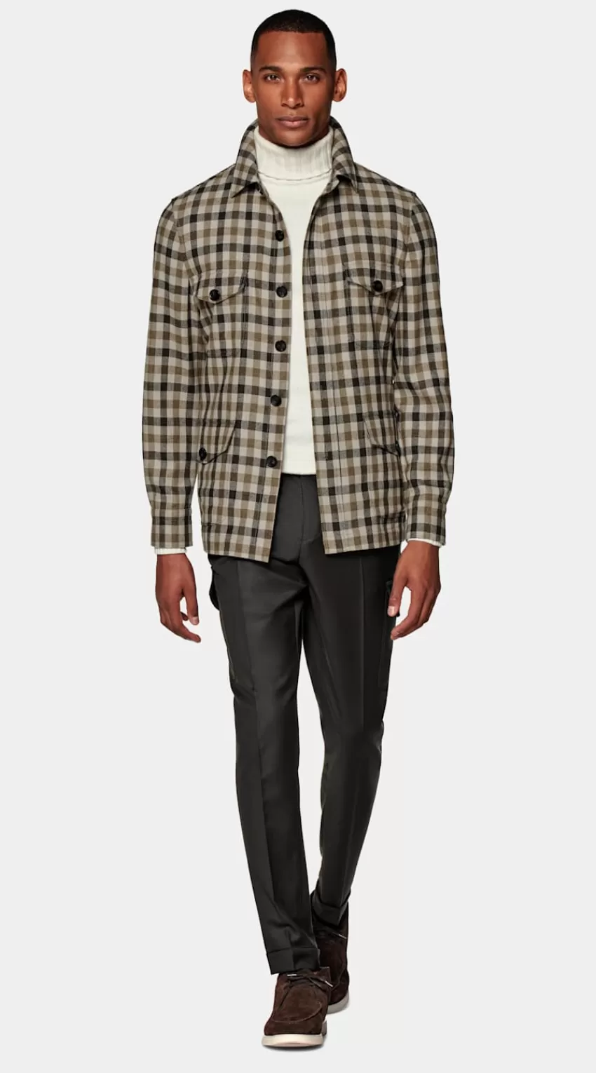Suitsupply Hemd-Sakko Mittelbraun Kariert Relaxed Fit Aus Wolle Kaschmir | Deutschland Cheap
