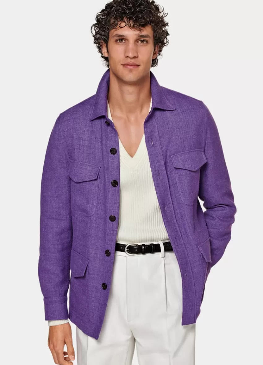 Suitsupply Hemd-Sakko Purpur Relaxed Fit Aus Seide Leinen Baumwolle | Deutschland Clearance