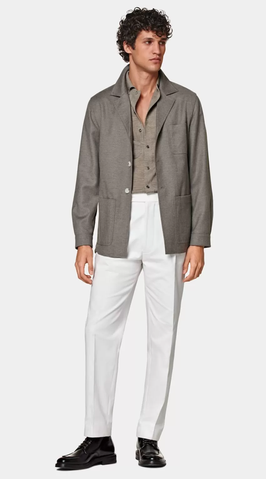 Suitsupply Hemd-Sakko Taupe Relaxed Fit Aus Wolle Kaschmir | Deutschland Store