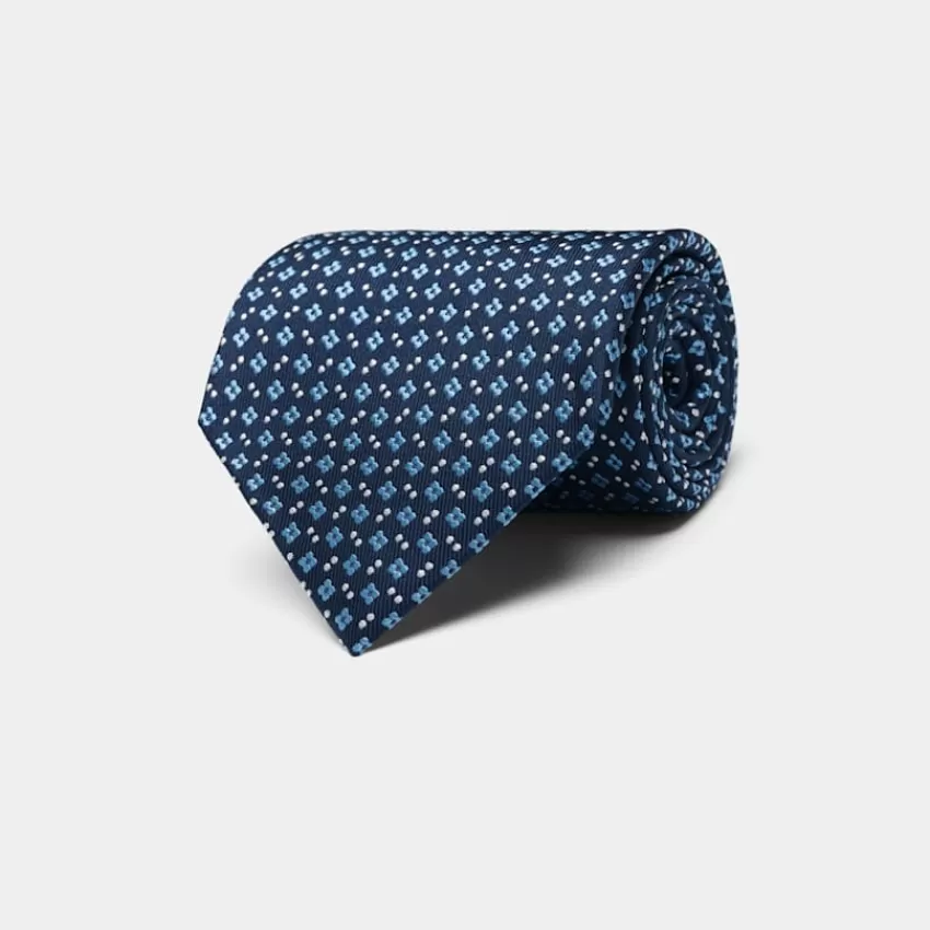 Suitsupply Krawatte Blau Mit Floralem Muster Aus Reine Seide | Deutschland Online