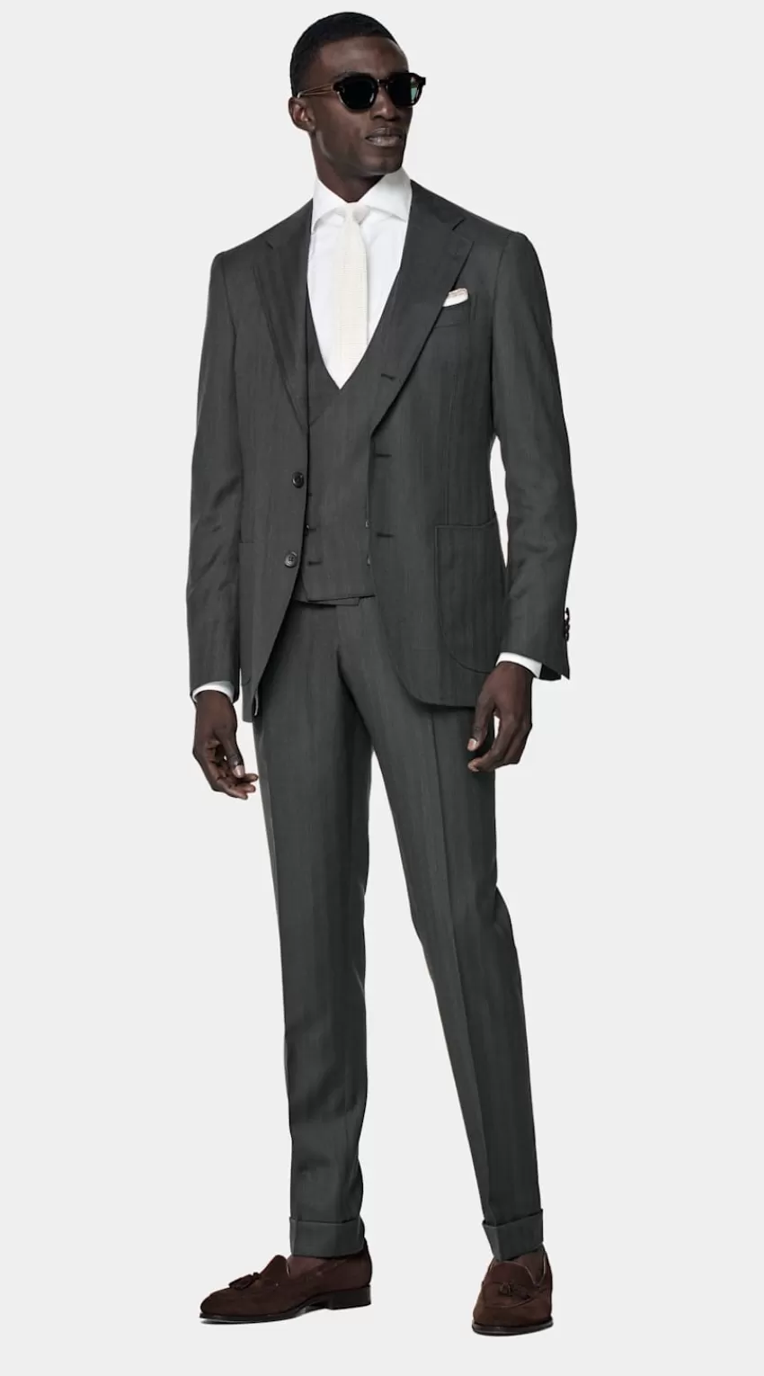Suitsupply Lazio Anzug Dreiteilig Dunkelgrün Tailored Fit Aus Pure S130er Schurwolle | Deutschland Hot