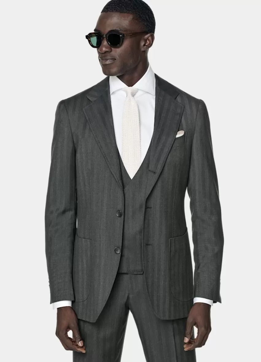 Suitsupply Lazio Anzug Dreiteilig Dunkelgrün Tailored Fit Aus Pure S130er Schurwolle | Deutschland Hot