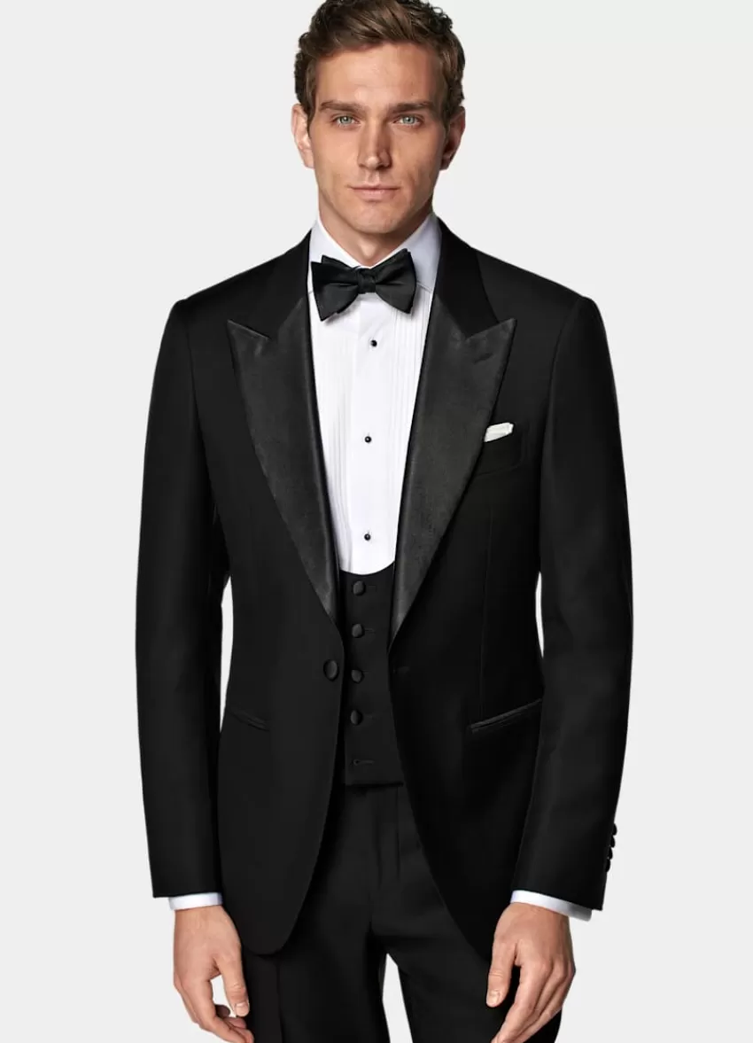 Suitsupply Lazio Smoking Dreiteilig Schwarz Tailored Fit Aus Pure S110er Schurwolle | Deutschland Outlet