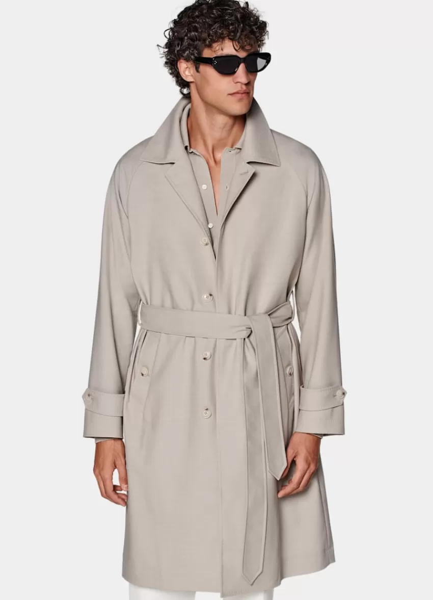 Suitsupply Mantel Taupe Gürtel Aus Pure 4fach Traveller Schurwolle | Deutschland Discount