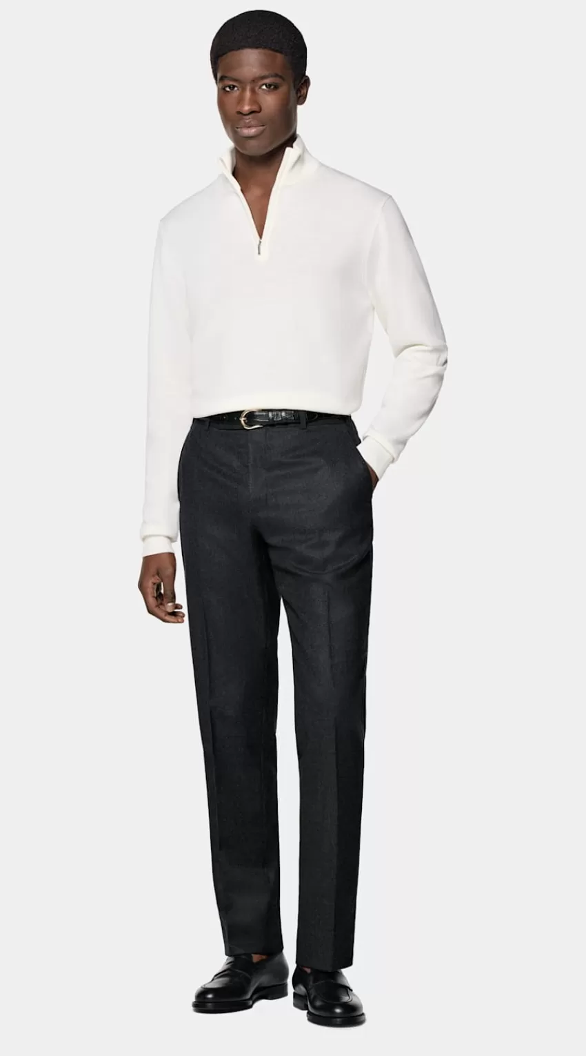 Suitsupply Merino Off-white Halber Reißverschluss Aus Pure Schurwolle | Deutschland Clearance