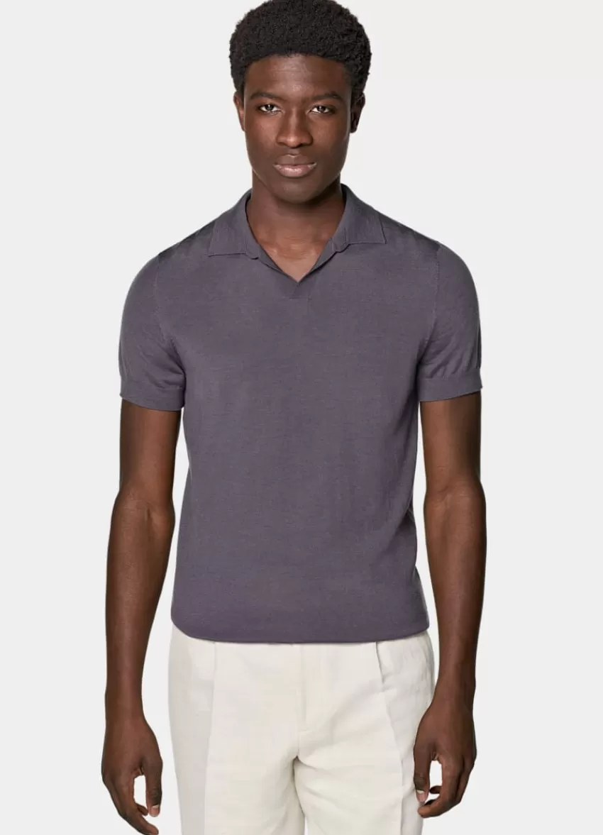 Suitsupply Merino Poloshirt Purpur Knopffrei Aus Pure Schurwolle | Deutschland Store