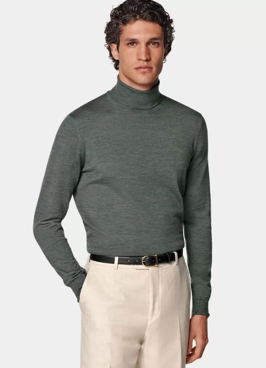 Suitsupply Merino Rollkragenpullover Dunkelgrün Aus Pure Schurwolle | Deutschland Flash Sale