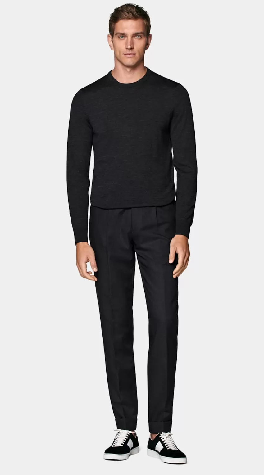 Suitsupply Merino Rundhalspullover Dunkelgrau Aus Pure Schurwolle | Deutschland Store