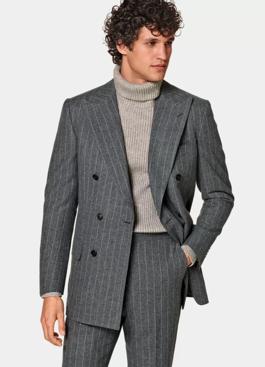 Suitsupply Milano Anzug Dunkelgrau Gestreift Tailored Fit Aus Pure Schurwolle | Deutschland Flash Sale