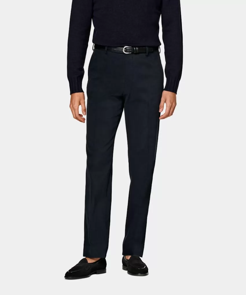 Suitsupply Milano Hose Navy Straight Leg Aus Stretch-Baumwolle | Deutschland Cheap