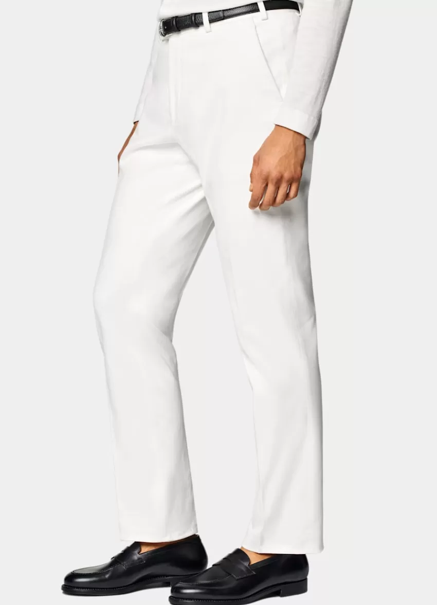 Suitsupply Milano Hose Off-white Straight Leg Aus Stretch-Baumwolle | Deutschland Outlet