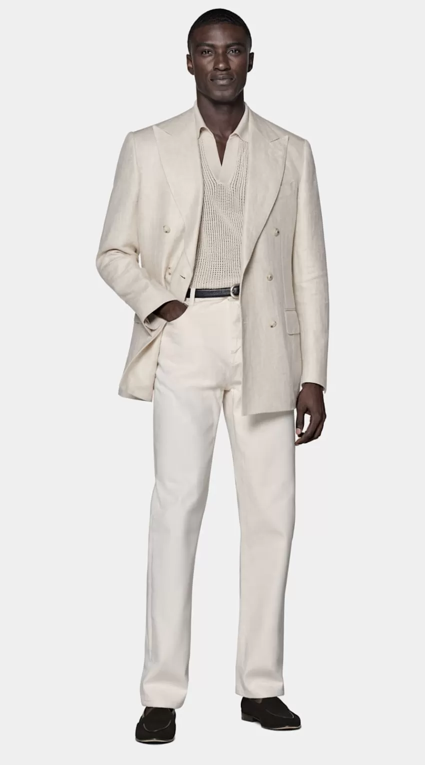 Suitsupply Milano Sakko Helltaupe Fischgrätmuster Tailored Fit Aus Leinen Seide | Deutschland Flash Sale