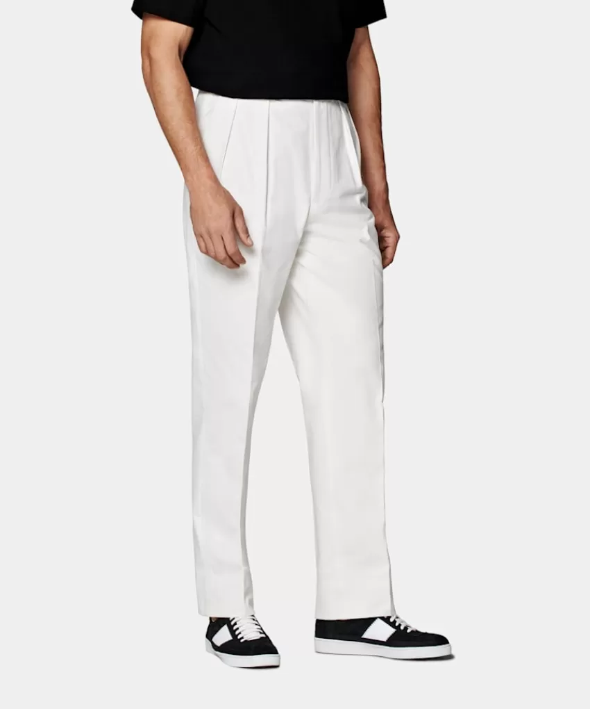Suitsupply Mira Hose Off-white Wide Leg Tapered Aus Reine Baumwolle | Deutschland Cheap