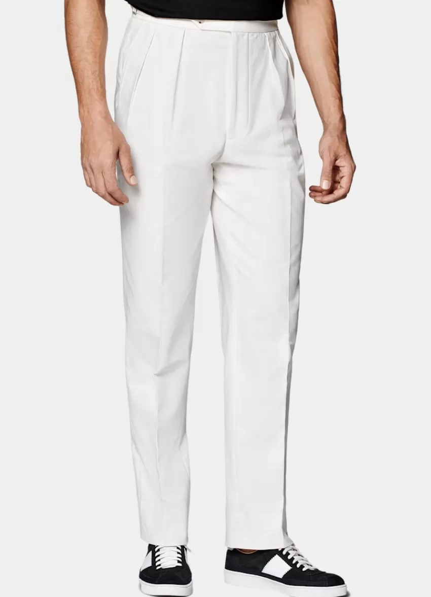 Suitsupply Mira Hose Off-white Wide Leg Tapered Aus Reine Baumwolle | Deutschland Cheap