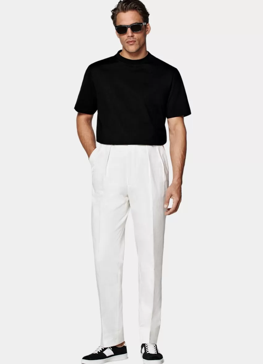 Suitsupply Mira Hose Off-white Wide Leg Tapered Aus Reine Baumwolle | Deutschland Cheap
