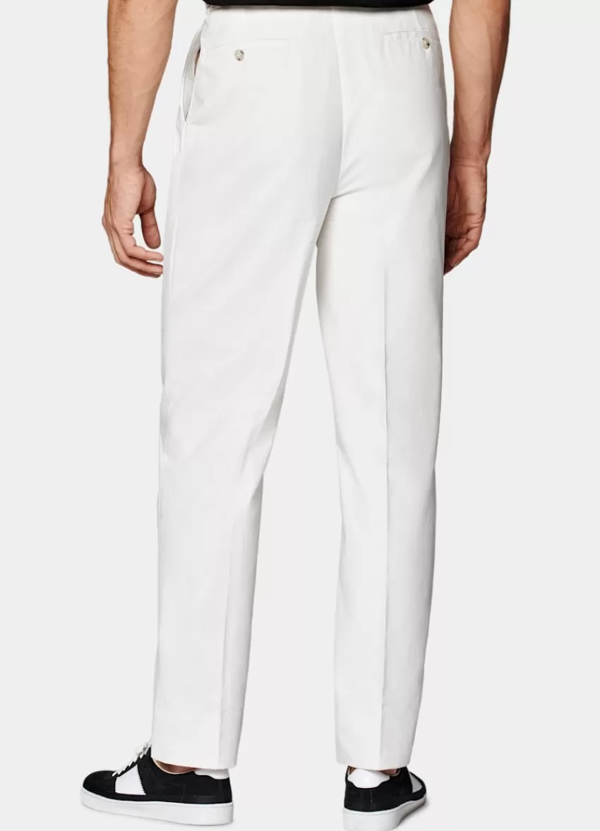 Suitsupply Mira Hose Off-white Wide Leg Tapered Aus Reine Baumwolle | Deutschland Cheap