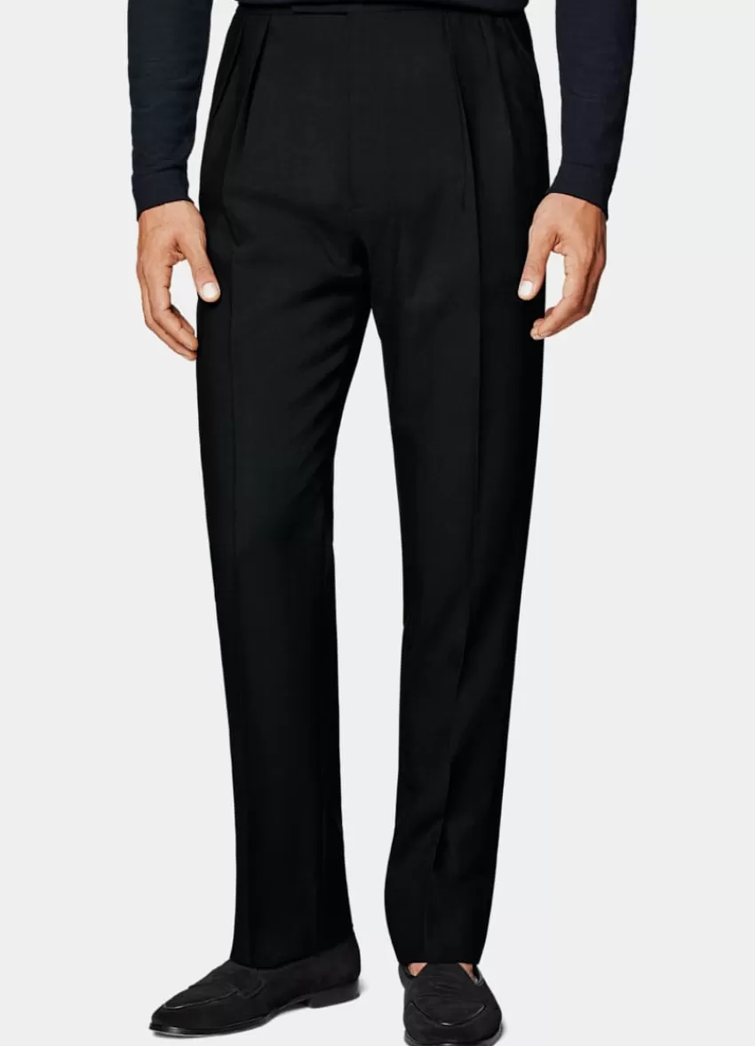 Suitsupply Mira Hose Schwarz Wide Leg Tapered Aus Pure 4fach Traveller Schurwolle | Deutschland Store