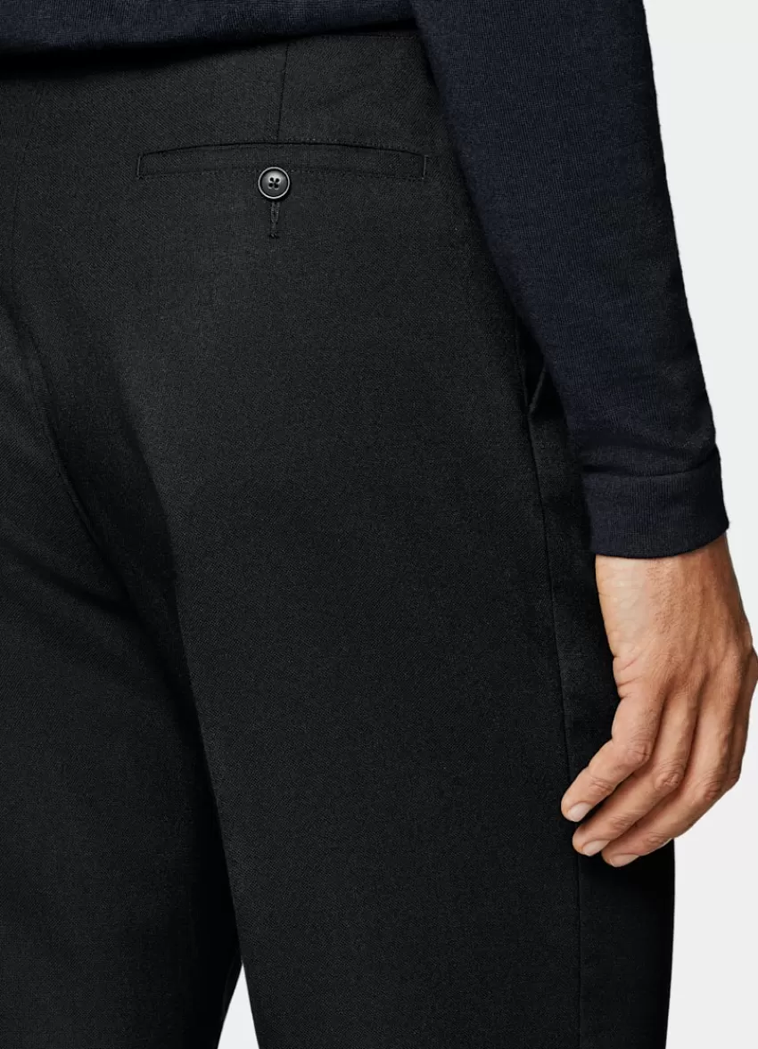 Suitsupply Mira Hose Schwarz Wide Leg Tapered Aus Pure 4fach Traveller Schurwolle | Deutschland Store