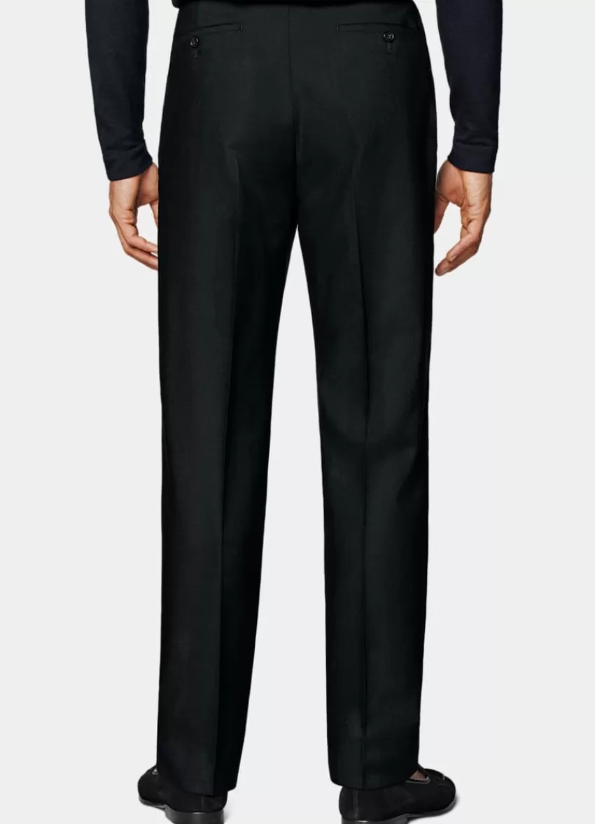 Suitsupply Mira Hose Schwarz Wide Leg Tapered Aus Pure 4fach Traveller Schurwolle | Deutschland Store