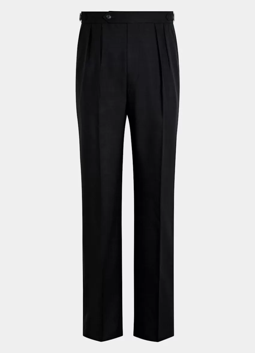 Suitsupply Mira Hose Schwarz Wide Leg Tapered Aus Pure 4fach Traveller Schurwolle | Deutschland Store