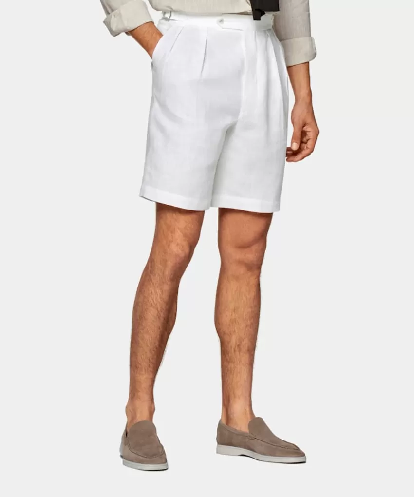 Suitsupply Mira Shorts Weiß Bundfalte Aus Pures Leinen | Deutschland Cheap