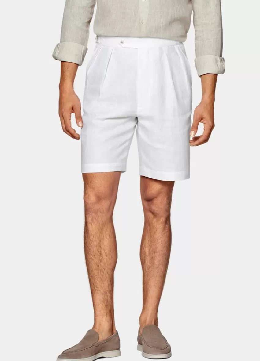 Suitsupply Mira Shorts Weiß Bundfalte Aus Pures Leinen | Deutschland Cheap