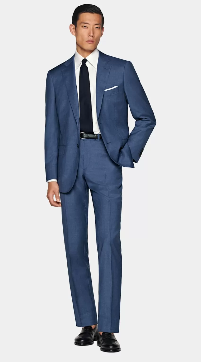Suitsupply Napoli Perennial Anzug Mittelblau Tailored Fit Aus Pure S110er Schurwolle | Deutschland Discount
