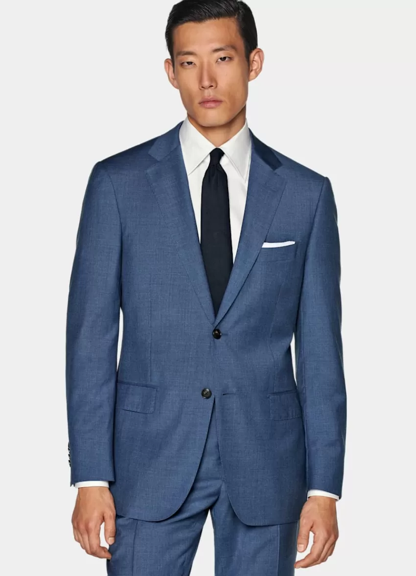 Suitsupply Napoli Perennial Anzug Mittelblau Tailored Fit Aus Pure S110er Schurwolle | Deutschland Discount