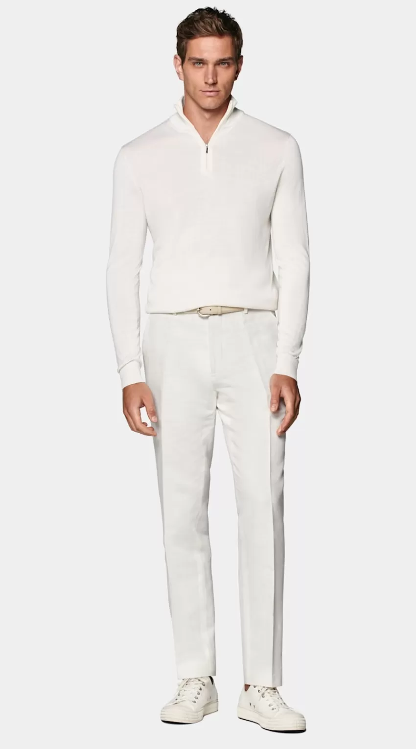 Suitsupply Off-White Halber Reißverschluss Aus Seide, Schurwolle, Kaschmir | Deutschland Shop