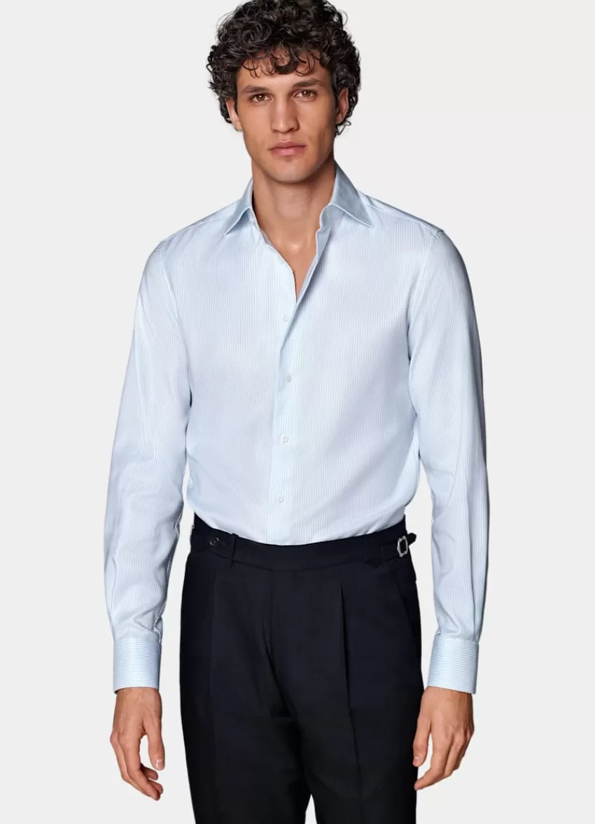 Suitsupply Oxford Hemd Hellblau Gestreift Extra Slim Fit Aus Pima-Baumwolle Traveller | Deutschland Online