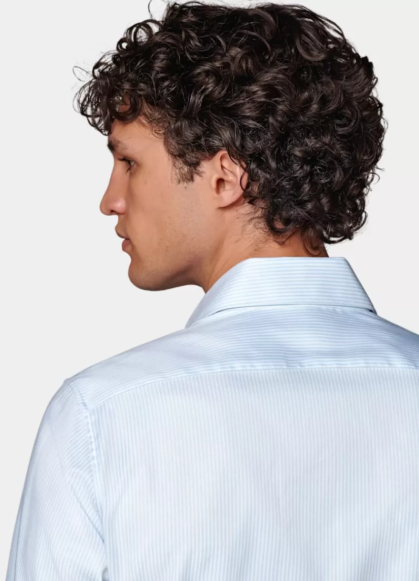 Suitsupply Oxford Hemd Hellblau Gestreift Extra Slim Fit Aus Pima-Baumwolle Traveller | Deutschland Online
