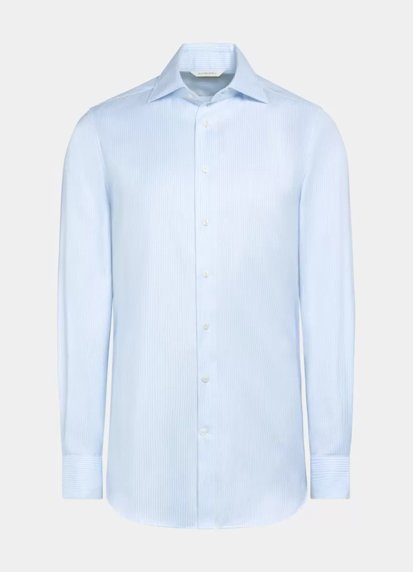 Suitsupply Oxford Hemd Hellblau Gestreift Extra Slim Fit Aus Pima-Baumwolle Traveller | Deutschland Online