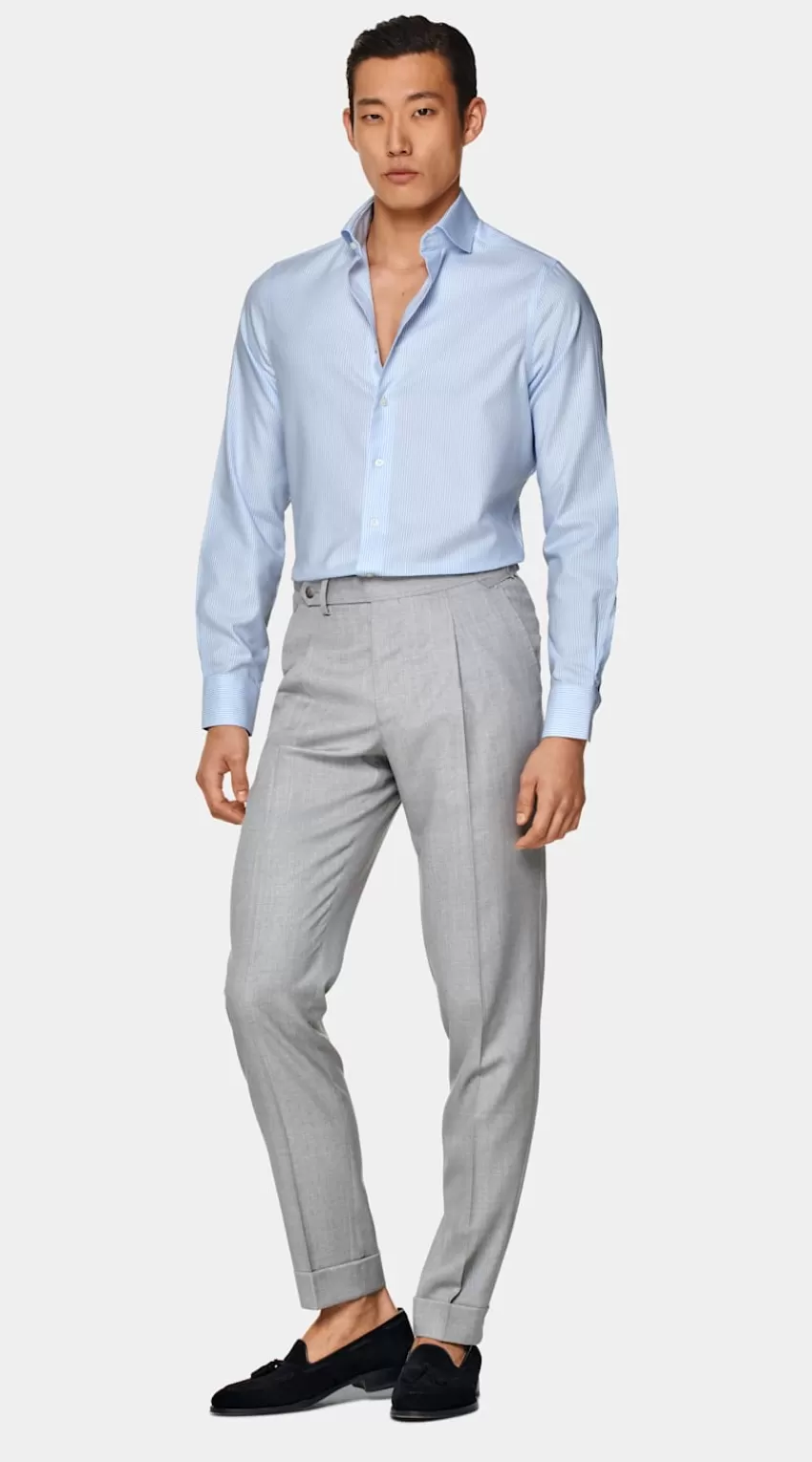 Suitsupply Oxford Hemd Hellblau Gestreift Extra Slim Fit Aus Pure Traveller Baumwolle | Deutschland Best
