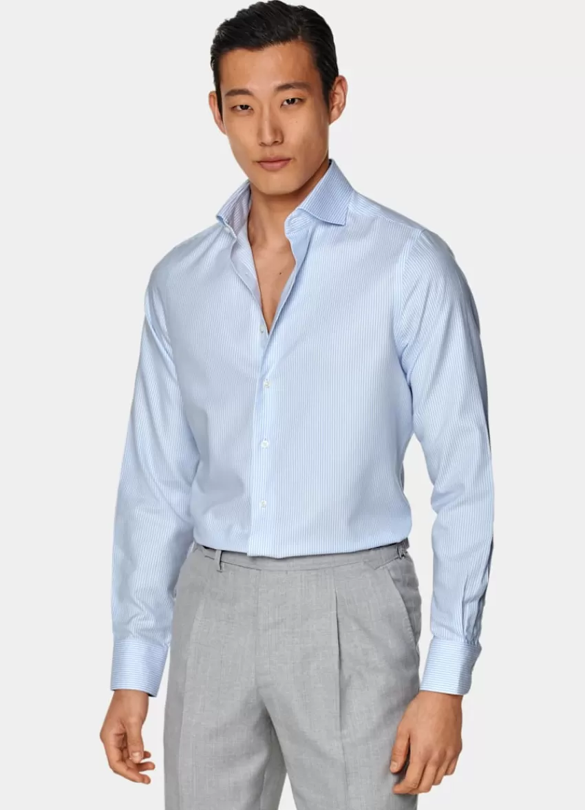 Suitsupply Oxford Hemd Hellblau Gestreift Extra Slim Fit Aus Pure Traveller Baumwolle | Deutschland Best